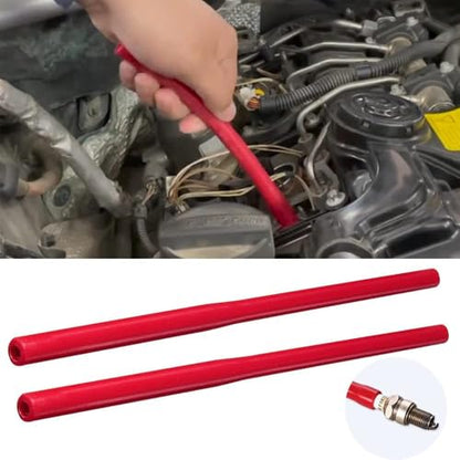Universal Car Spark Plug Socket, Portable Automotive Spark Plug Tool kit | with Two Sizes Inner Diameter, Motorcycles Reusable Rubber Tube Tool (Red)