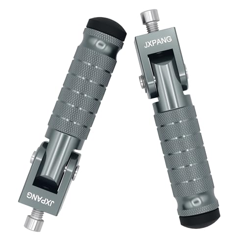 Universal Motorcycle Bicycle Folding Passenger Foot Pegs M8 Rearsets Rear Set Footrests Footpeg Foot Rest Peg Pedals For Bike Install Hole 8mm (Titanium) - color: Titanium