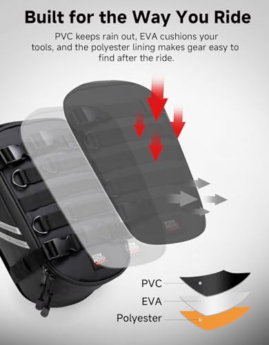 KEMIMOTO PVC Motorcycle Tail Bag with Tool Roll Bag Quick Release 6L Water-resistant Universal Dirt Bike Enduro Rear Fender Bag Storage Fit for Dual Sport Bike Adventure Off Road Motocross