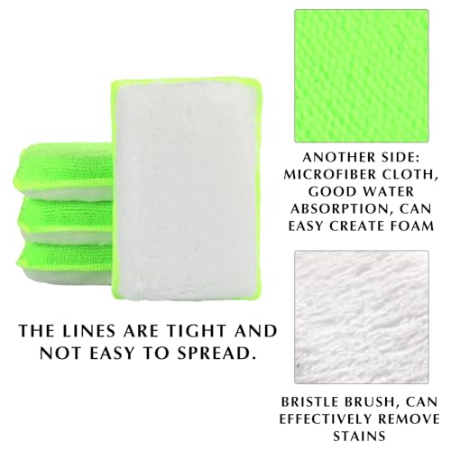 Mudder 8 Pcs Car Interior Scrubbing Sponge 5'' x 3'' Fiber Car Wax Applicator pad Household Cleaning Sponges for Leather Seat Couch Cleaning (Green White) - color: Green White