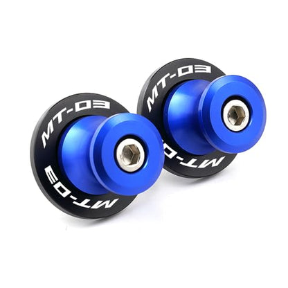 MOWOK Fit For YAMAHA MT-03 MT03 2015 2016 2017 2018 2019 2020 2021 2022 2023 2024 2025 2026 Motorcycle 6MM Swingarm Spools Slider M6 Stand Screws (Blue) - color: blue