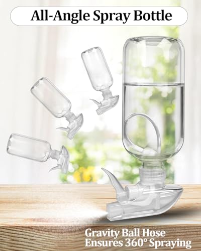 2 Pack 360° Spray Bottles, 16 oz Plastic Small Containers with Adjustable Spray Nozzles, Spray Bottles for Hair, Cleaning Solutions, BBQ and Plants Clear - color: Clear, size: 16 Ounces