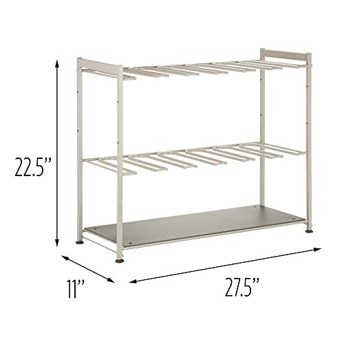 Honey-Can-Do Boot Storage, Free Standing Shoe Rack for Entryway, Closet, Bedroom, Silver