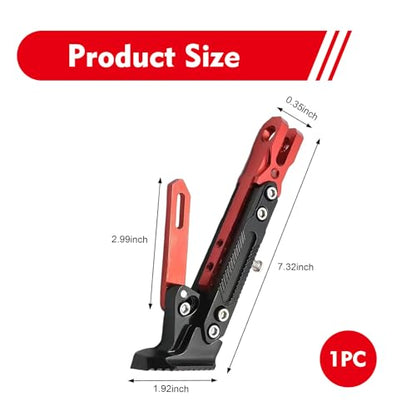 1 PC Motorcycle Kickstand, Height Adjustable CNC Alloy Side Stand with Non-slip Foot, Replacement Tripod Holder, Universal for Scooter Dirt Pit Bike (Red) - color: Red