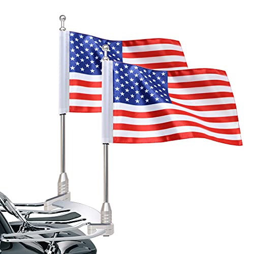 Vertical Motorcycle Flag Pole Rear Side Mount Luggage Rack for Honda Gold Wing Gl1500 Gl1200 Gl1800 2001-2012, Chrome Flagpole Bracket American Flag