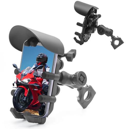 Motorcycle Phone Mount Holder - Sun Proof&Rain Proof&Vibration Proof&Anti Theft Phone Metal Stand is Suitable for Installing 4.7-7 Inch Phones On Motorcycles Bike Scooters and ATV Stands