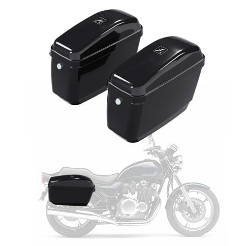 ECOTRIC 45L Motorcycle Hard Saddle Bags W/Lock Compatible with Harley Davidson Honda Shadow Kawasaki Vulcan VN Saddle Bags Trunk Storage Carrier w/Mounting Kit Plastic Black - color: Black, size: Saddlebag 45L Pair