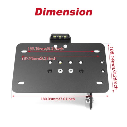 Xitomer Universal Side License Plate Holder Motorcycle License Plate Bracket With Led Plate Light Universal Side Fender Eliminator Side Motorcycle Tail Tidy