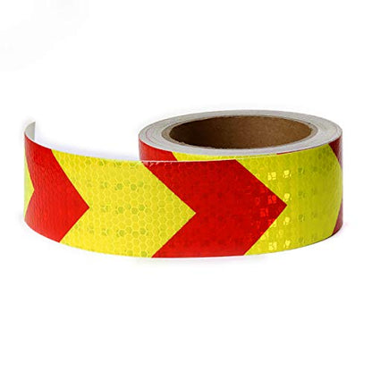 AISEY Reflective Tape Waterproof High Visibility Red & Yellow, Industrial Marking Tape Heavy Duty Hazard Caution Warning Safety Adhesive Tape Outdoor 2 Inch by 150 Feet - size: 2" X 150FT