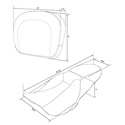 C.C. RIDER Passenger Seat Backrest Pad - Driver Passenger Sissy Bar fit for Harley Davidson Touring Road King Street Glide Electra Glide Road Glide 2009-2023 - color: Seat + Passenger Backrest Pad Black White