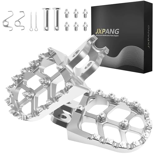 Dirt Bike Foot Pegs,Replaceable Footpegs CNC Machined Aluminum Wide Platform with Springs for CRF150R CRF250R CRF450R CRF250X CRF450X CRF300L CRF250L CR125 CR250 CRF1000L (Silver) - color: Silver