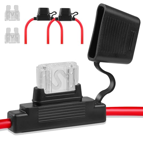 Inline Fuse Holder 12V 2 Pack, 8 AWG Waterproof Blade Fuse Holder 11.8 Inch, in Line Fuses Holders 12V with 2 Pcs Maxi Car Fuses 80A for Automotive, Marine by XIOGZAXI - size: 8 AWG / 11.8 INCH