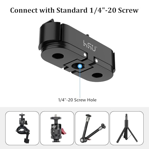 HSU Magnetic Latch Mount for GoPro Hero 13 Black/GoPro Max 2, Quick Release Mount with 1/4''-20 Screw Hole Tripod Connector Port, Metal Dual-Latch Design, GoPro Mission 1/1 PRO Accessory