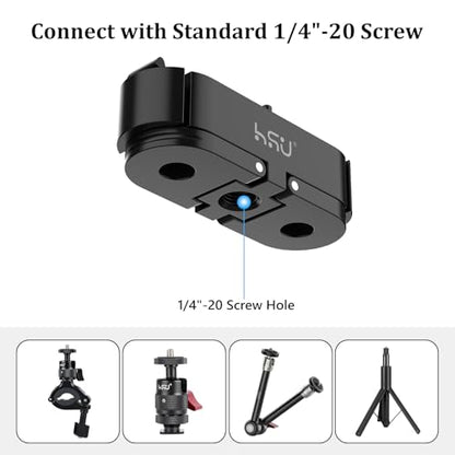 HSU Magnetic Latch Mount for GoPro Hero 13 Black/GoPro Max 2, Quick Release Mount with 1/4''-20 Screw Hole Tripod Connector Port, Metal Dual-Latch Design, GoPro Mission 1/1 PRO Accessory