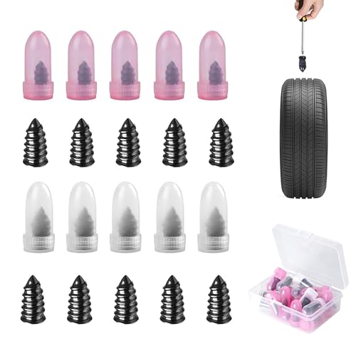 Tire Repair Rubber Nails Kit, 2026 Upgrade Screw in Tire Repair Plugs Fast Self Service Tire Repair Tools, Tire Repair Rubber Nail for Car Truck, Tractor Tire, Motorcycle (20 Pcs) - color: 20 Pcs