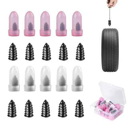 Tire Repair Rubber Nails Kit, 2026 Upgrade Screw in Tire Repair Plugs Fast Self Service Tire Repair Tools, Tire Repair Rubber Nail for Car Truck, Tractor Tire, Motorcycle (20 Pcs) - color: 20 Pcs