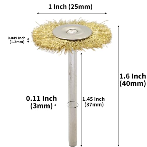 45-Piece Brass Wire Brush Set - Metal Rust Removal, Polishing, Cleaning - 1/8″ (3mm) Shaft - Removes Burrs, Dust, and Oxide Layer - Handles Rough Surfaces - Rotary Tool Accessories - style: Set of 45 Brass Wire Brushes
