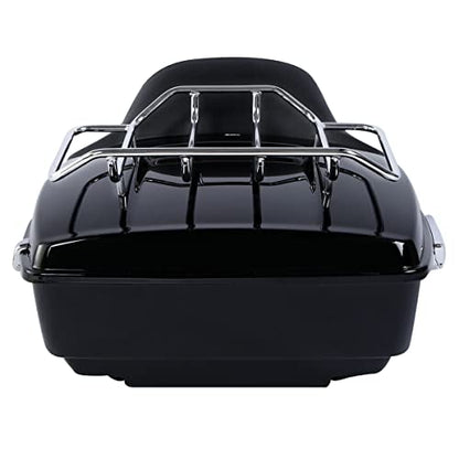 TCMT King Motorcycle Trunk Box Backrest Mounting Rack Luggage Rack Fit for Harley 2014-2025 Touring CVO Road King Road Glide Street Glide Electra Glide Pack - color: Style B Black 2 Up Rack#2