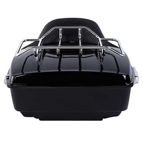 TCMT King Motorcycle Trunk Box Backrest 2 Up Mounting Rack Luggage Rack Base Plate Fit For Harley 2014-2025 Touring CVO Road King Road Glide Street Glide Electra Glide Pack - color: Style B Chrome 2 Up Rack#1+Base Plate