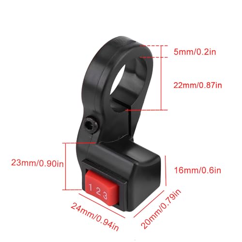 3 Speed Switch, Handlebar Switch Shift for Motorcycle, 22mm 7/8in Diameter Motorcycle Speed Pedal for Motorcycle Electronic Bike Scooter