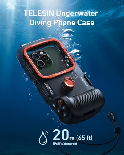 TELESIN Universal Underwater Phone Case for Snorkeling and Diving Waterproof Housing for Photo & Video Handle Grip for iPhone 7-17 Pro/Pro Max/Plus/Mini, Galaxy S10-S26 Ultra/Plus and Most Phones