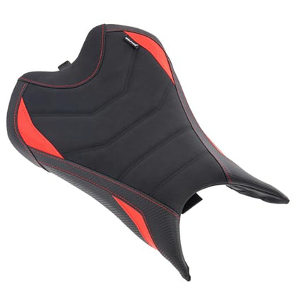 Motorcycle Rider Seat Saddle Fit for Triumph Street Triple 765 R/RS 2023 2024 2025 2026, Leather Front Driver Solo Cushion Pad, Red - color: Red - Front