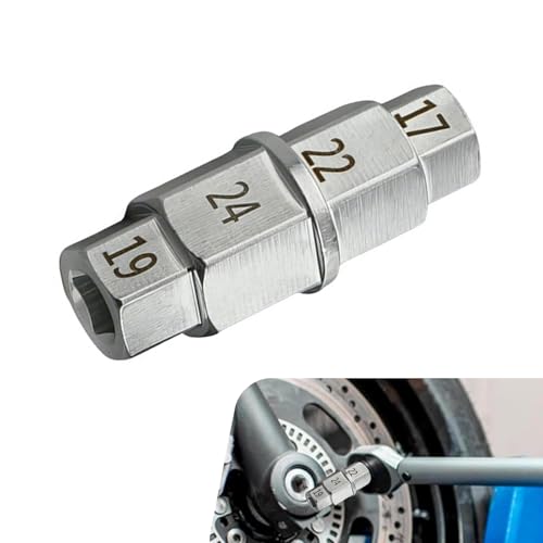 Motorcycle Axle Nut Tool, Front Axle Removal Wrench, Heavy Duty 17mm 19mm 22mm 24mm Hex Spindle Socket for Motorcycle Front Wheel Spindle Repair(Silver) - color: silver