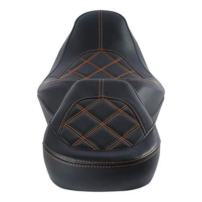 Low-Profile Driver Seat Pillion Leather Passenger Pad Seat Fit for Harley Street Glide Road Glide Road King Ultra Limited 2009-2023 - color: Seat Orange