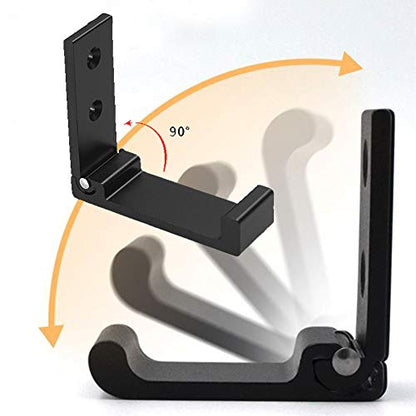 2 Pack Foldable Aluminum Helmet Hooks Wall Hooks Invisible Wall Hooks for Clothes Coats Clothes Kitchen Bathroom Office Living Room Wardrobe (Black)