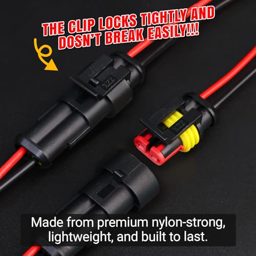 TMH 2 Pin Connector 22 AWG - 2 Wire 10 cm. Waterproof Connectors Electrical Connectors Male and Female Way with Heat Shrink Tubing for Car Truck Boat Wire Connection (10 Sets) - size: 2 Pin - 10 Sets