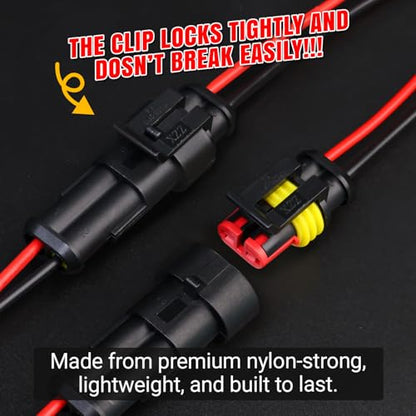 TMH 2 Pin Connector 22 AWG - 2 Wire 10cm. Waterproof Connectors Electrical Male and Female Connectors 2 Way with Heat Shrink Tubing for Car Truck Boat Wire Connection (6 Sets) - size: 2 Pin - 6 Sets
