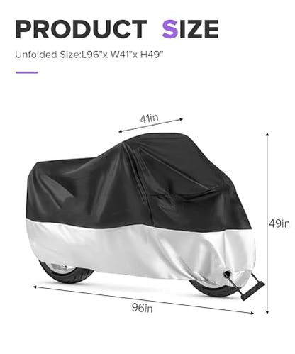 Motorcycle Cover,Car Accessories,Universal Rainproof Snowproof Motorcycle Cover Waterproof Outdoor,Powersports Vehicle Covers,Suitable for Most Heavy Duty Motorbike,Moped,Dirt Bike