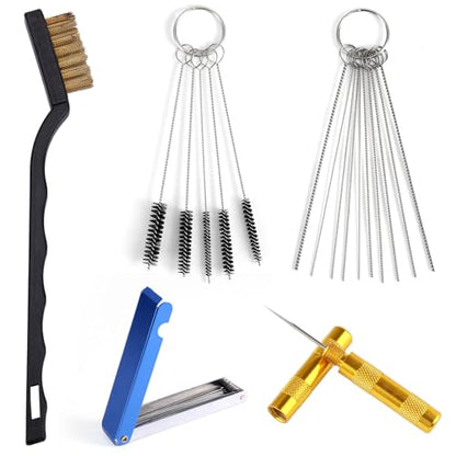 Carburetor Cleaning Kit with Carb Cleaner Spray & Throttle Body Tools Kits: Includes 1 Single-Head Brush, 23 Needles, 5 Nylon Brushes, and 1 Scraper for Motorcycle, ATV, Chainsaw & Welder Maintenance