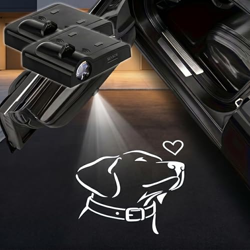 2PCS Love Dog Car Door Lights Projector, Magnetic Logo Projector Door Lights, Wireless LED Welcome Puddle Light, Dogs Car Accessories Decor, Dog Gifts for Women Men, Fit All Vehicles Motorcycle - color: Dog
