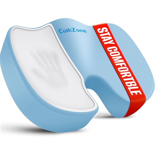 CushZone Seat Cushion, Office Chair Cushions, Car Seat Cushion, Non-Slip Sciatica & Back Coccyx Tailbone Pain Relief Chair Pad, Memory Foam (Light Blue) - color: Light Blue, size: Large
