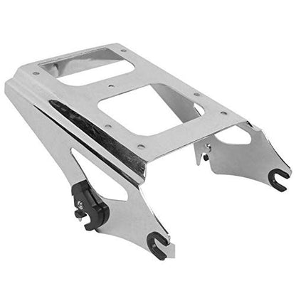 TCMT 5.5" Razor Motorcycle Trunk Box W/Latch Key Two Up Mounting Rack Fit For Harley Touring 2009-2013 Road Glide Road King Street Glide Pack - color: Chrome Lacthes Trunk+Chrome 2 up Rack