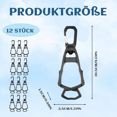 Almencla 12 Pieces Outdoor Glove Clips Prevent Loss for Belt And Pants Clamp Grabber