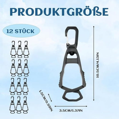 Almencla 12 Pieces Outdoor Glove Clips Prevent Loss for Belt And Pants Clamp Grabber