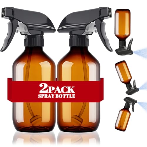 2 Packs Plastic Spray Bottles 360°Water Spray Bottle for Cleaning - 10 oz/300 ml Upside Down Spray Bottle Refillable Small Squirt Bottle with Adjustable Nozzle for Hair, Cooking, Plant, Pet (Brown) - color: Brown, size: 10oz