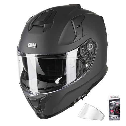 LEM Motorcycle Helmets Full Face for Men, Motorcycle Helmet for Adults, DOT Certified, PINLOCK & DVS Dual Vision, Motorcycle Street Bike Helmet, Bluetooth Speaker Pockets (Matte Black X-Small) VZN - color: Matte Black, size: X-Small