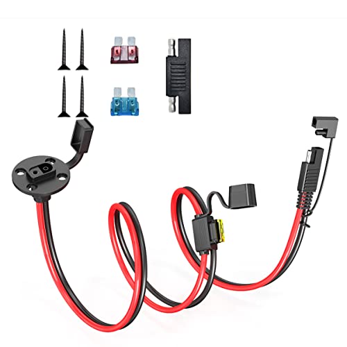 ELFCULB SAE Power Socket to SAE Connector Extension Cable,14AWG 3.3FT Panel Mount SAE Socket Sidewall Port with 10A 15A 20A Fuse,Compatible for Solar Generator - color: SAE Cable, size: 3.3FT