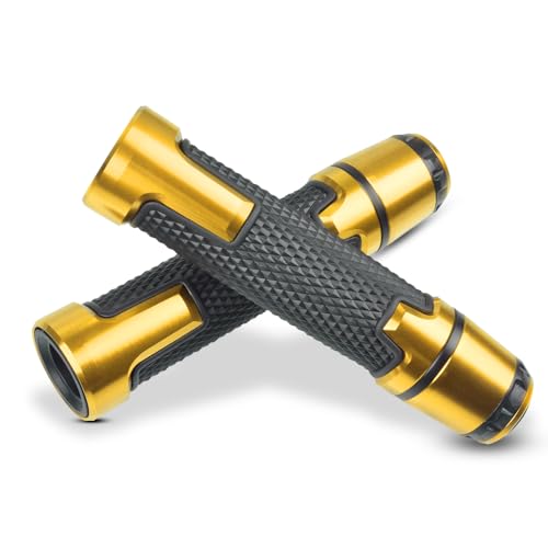 7/8'' 22mm Motorcycle CNC Aluminum Powersports Handlebar Grips with Grip Ends for YZF R1 R3 R6 R25 R15 R125 600R Gold - color: gold