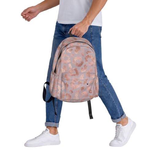 Rose Gold Leopard Skin Tote Backpack Bookbag Laptop Backpacks Multipurpose Daypack for Boys Girls School Men Women Travel Hiking - color: Pink
