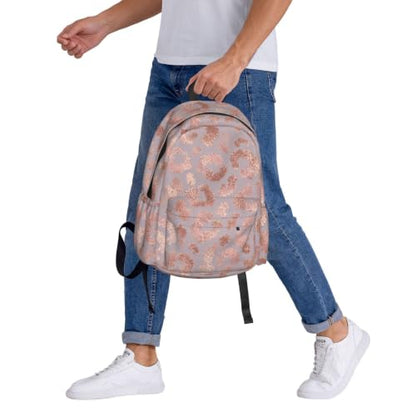 Rose Gold Leopard Skin Tote Backpack Bookbag Laptop Backpacks Multipurpose Daypack for Boys Girls School Men Women Travel Hiking - color: Pink