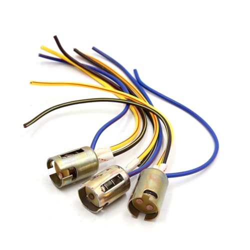 1157 LED Motorcycle Brake Stop Light Extension Wire Socket Holder Adapter Connector Durable Plastic Metal Bronze Tone (Set of 3)