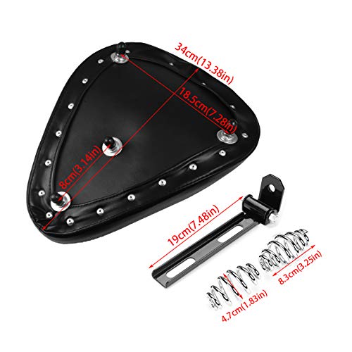 Motorcycle Solo Seat Cushion Baseplate Spring Seat Pad Saddle Bracket for Cruiser Bobber Chopper Honda Yamaha Suzuki Kawasaki (New-Black)