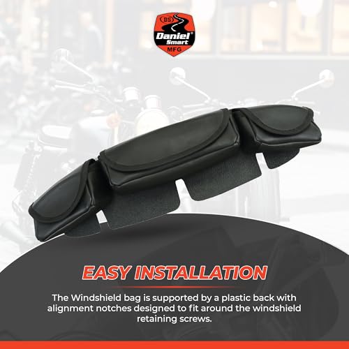 Daniel Smart Motorcycle Windshield Bag for Harley Touring 1996-2013, 3-Pocket Windscreen Bag Compatible with Electra Glide, Street Glide FLHX FLH, Trike Models (3-Pockets) - style: 3-pockets