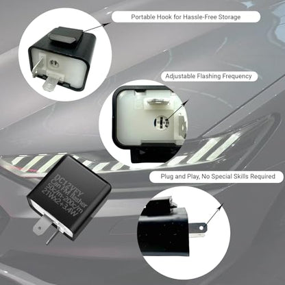 4-Pack Adjustable Speed Frequency Flasher Relay for led Turn Signal, Universal Accessory for Motorcycle Modifiedled Turn Signal Relay