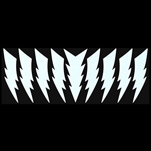 LiteMark Reflective Lightning Bolt Stickers, 4 x 1 Inch Hard Hat Helmet Safety Decals, Electrician Safety Stickers, 9 Pack, White/Silver - color: White / Silver