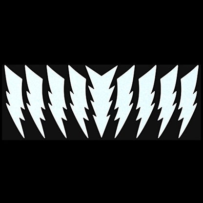 LiteMark Reflective Lightning Bolt Stickers, 4 x 1 Inch Hard Hat Helmet Safety Decals, Electrician Safety Stickers, 9 Pack, White/Silver - color: White / Silver